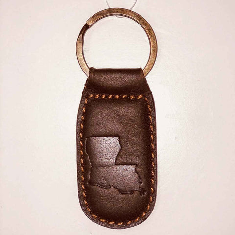 Louisiana Leather Embossed Keychain