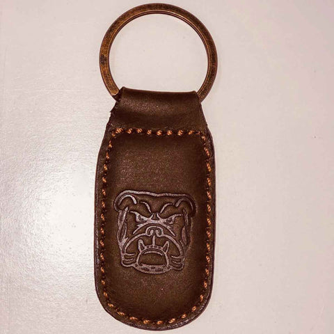 Bulldog Leather Embossed Keychain