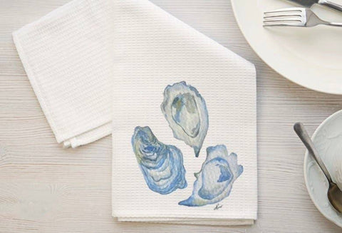 Oyster Trio Watercolor Tea Towel
