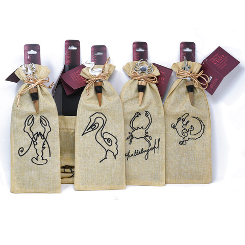 Burlap Wine Bag with Matching Stopper - 318 Art Co.